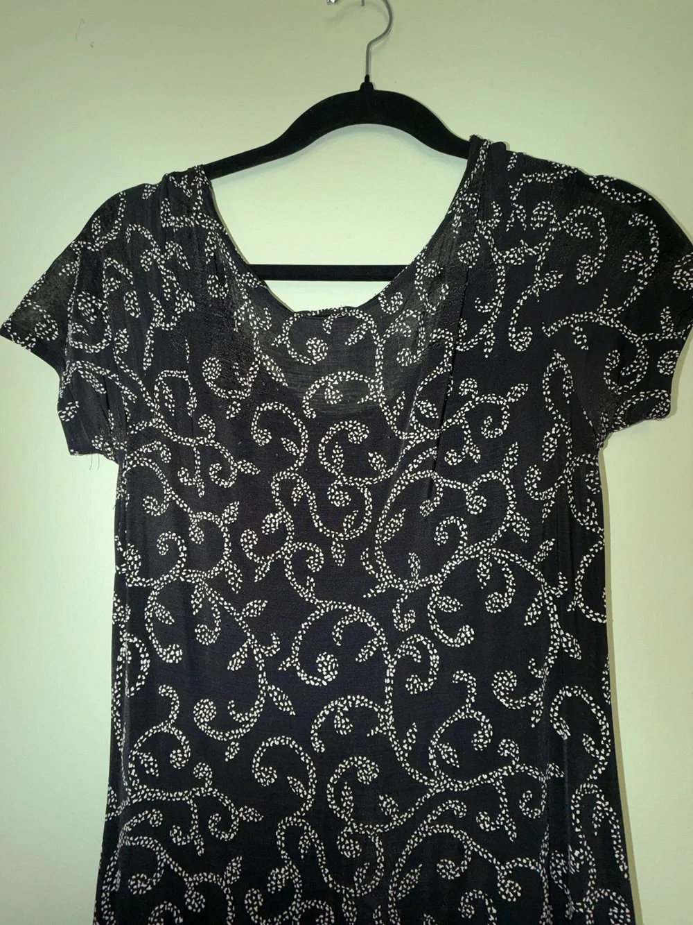 Black & white Patterned floral mesh sheer Short-Sleeve Maxi Dress
